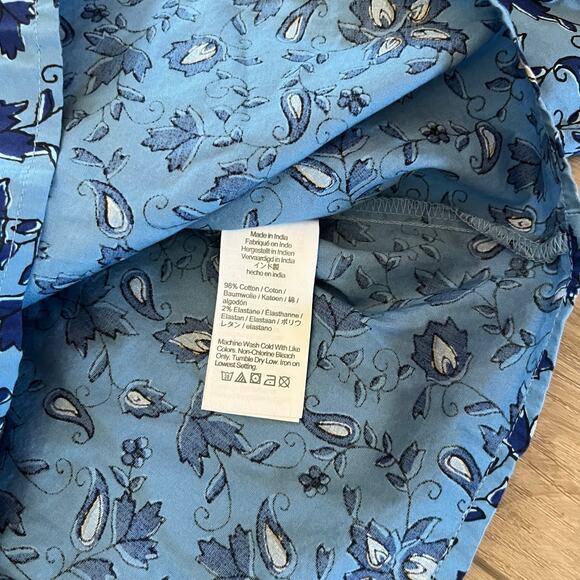J.Crew Women’s Blue Floral Poplin Blouse Sz Large - Picture 7 of 9